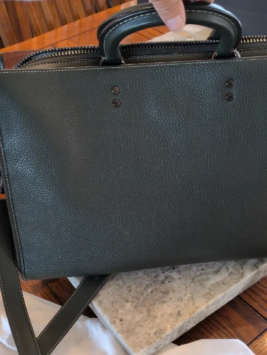 Coach Rogue 1941 Green RARE Pebbled Leather Briefcase with suede - Picture 9 of 10